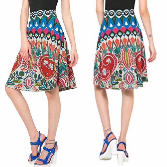 Desigual Dresses & Skirts - DESIGUAL | Gray Multi Color Cotton Skirt Medium